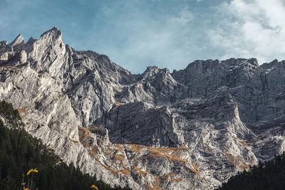 Panoramic view of rocky mountains against sky