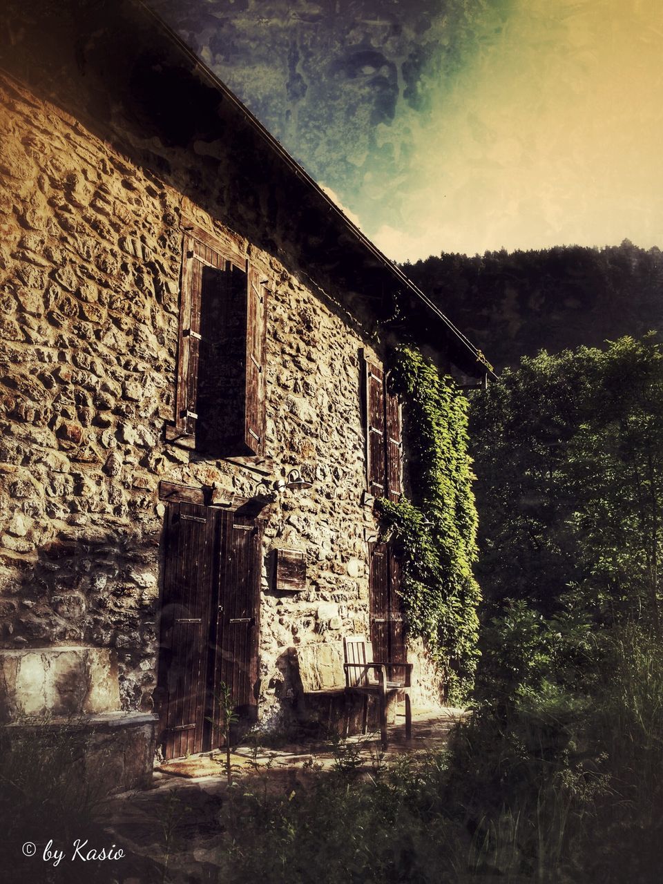 architecture, built structure, building exterior, abandoned, house, old, damaged, sky, obsolete, run-down, deterioration, window, weathered, residential structure, wall - building feature, stone wall, outdoors, building, no people, exterior