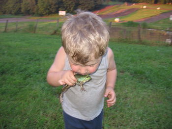 Boy on grass