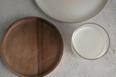 High angle view of empty coffee cup on table