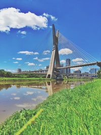 View of bridge on field against sky