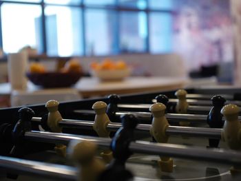 Close-up of foosball table