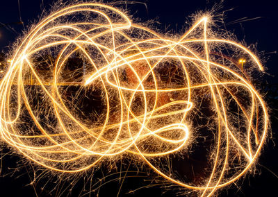 Light painting against black background