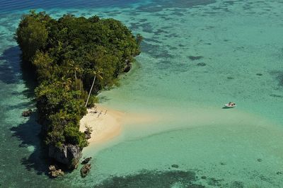 High angle view of an island on beach