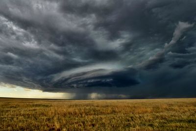 Storm clouds over land