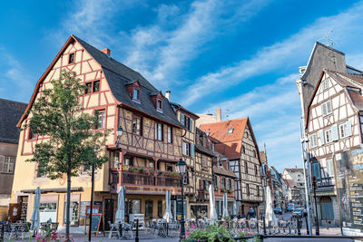 Low angle view of buildings against sky