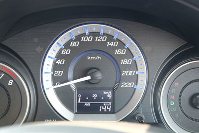 Close-up of speedometer