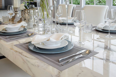 Table and chairs in restaurant