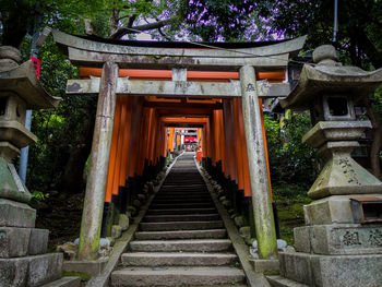 Staircase leading towards temple outside building