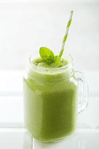 Close-up of drink in glass on table