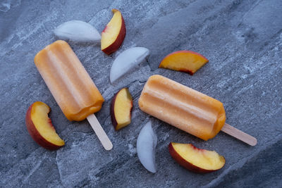 High angle view of ice cream on plate