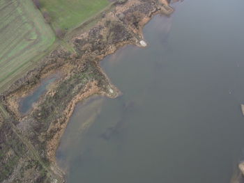 High angle view of water on land