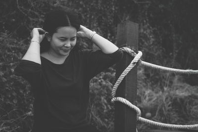 Young man looking at camera