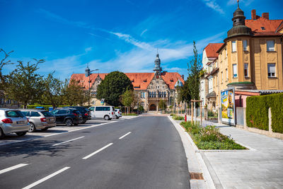 View of city street against sky