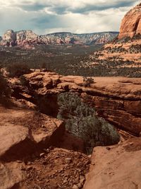 Aerial view of landscape against cloudy sky