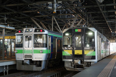 721 series local train and h100 decmo local train  at the asahikawa station