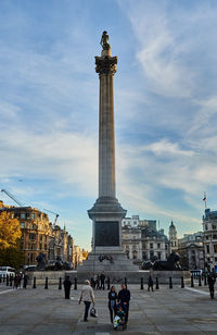 People at trafalgar square in city