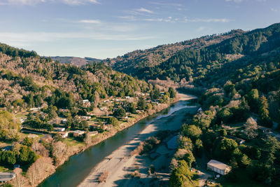 Chetco river in brookings, oregon, usa. aerial image.