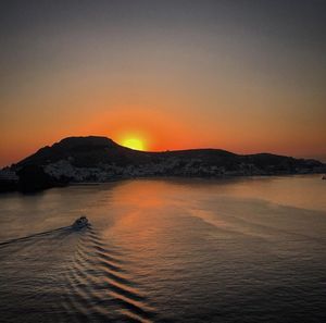 Scenic view of sea against sky at sunset