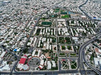 Aerial view of buildings in city