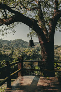 Built structure by trees against sky