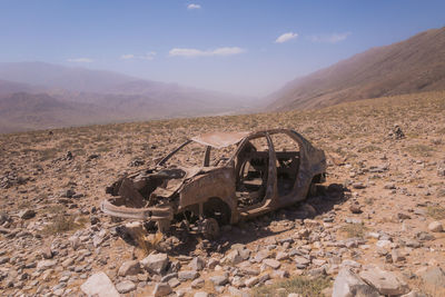 Abandoned car in garganta del diablo in tilcara argentina
