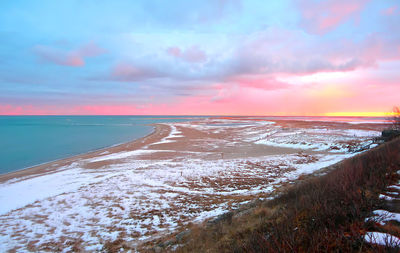 Scenic view of sea against sky during sunset