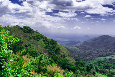 Scenic view of mountains against sky