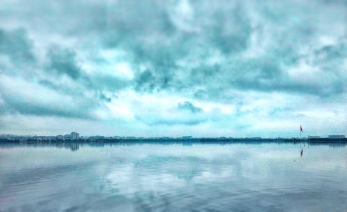 Scenic view of lake against sky