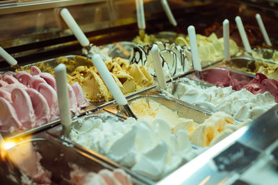 Close-up of ice cream in tray