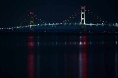 Mackinaw bridge at night on a calm evening in summer