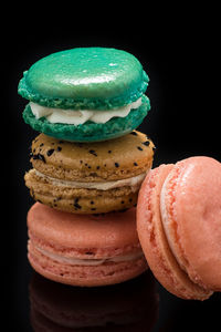 Close-up of ice cream over black background