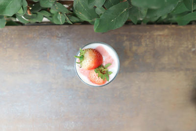 Directly above shot of fruits in bowl on table