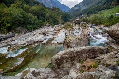 River flowing through rocks in forest