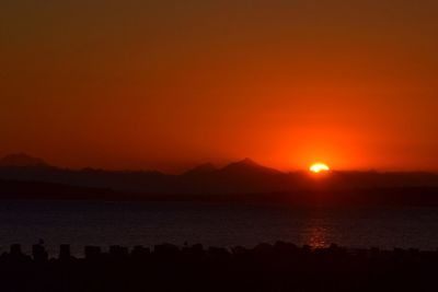 Scenic view of mountains at sunset