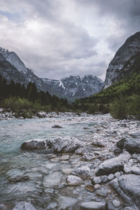 Scenic view of river and mountains