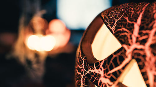 Flashing halloween pumpkins and bad tv analog ghost in the night room