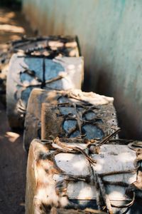 Close-up of old-fashioned drums