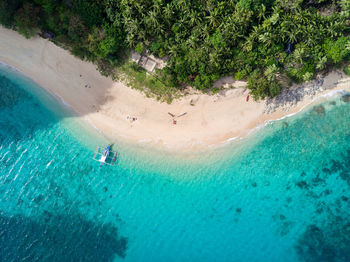 High angle view of people on beach