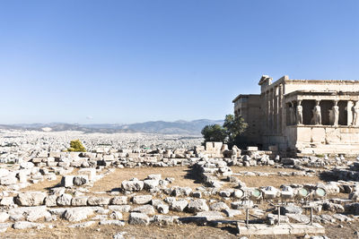 View of old ruin building against clear sky