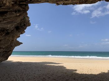 Paradise view from cave at boa bista cabo verde