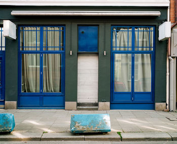 Closed door of building