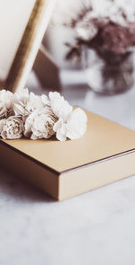 Close-up of gift box on table