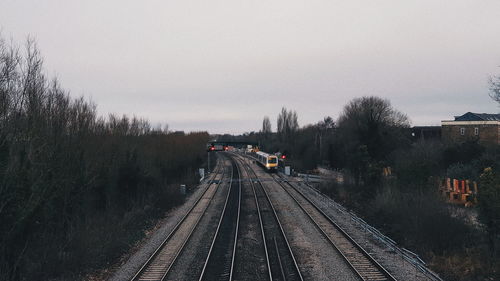 View of railway tracks against clear sky