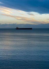 Oil tanker at anchor off falmouth, cornwall, uk