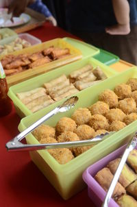 High angle view of food on table