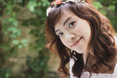 Close-up portrait of beautiful smiling woman