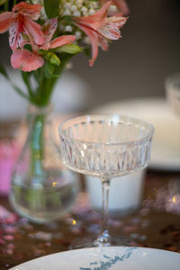 Close-up of glass vase on table