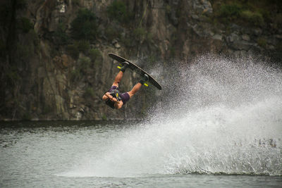 Man surfing in sea