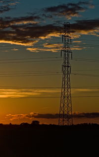 Power lines at sunset, electricity